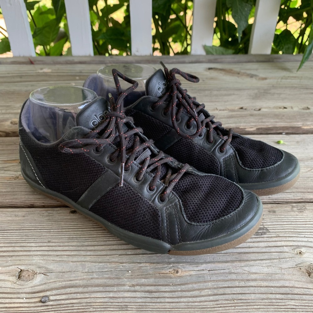Plae Prospect Sneakers Black Leather Mesh Low Top Mens 7 Womens 8.5 Barefoot